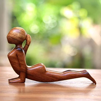 Фигурки за йога, дървени поза за йога, статуя за медитация - дърворезба, ръчно изработени, скулптура, за да представляващи йога, настолни украса