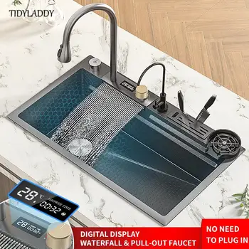 Миксер с водопад, нано кухненска мивка с ляв сливным отвор за кухненски мивки, многофункционална кухня, нови кухненски аксесоари