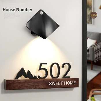 Светещ знак с номер на къща, семеен хотел резиденция с подсветка, Декоративен врата, светещ цифров табела с номера на стаите