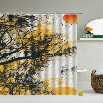 Водонепропусклива завеса за душ с цветя, птици и растения в китайски стил, завеси за баня с декор на 3d принтом Kooks, полиестерна параван за вана