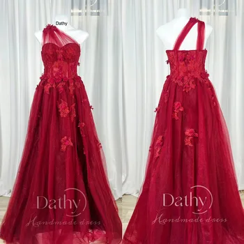 Dathy Хубава рокля за бала Ръчно изработени с 3D цветен модел, Секси вечерна рокля, Елегантно Сладко вечерна рокля, сватбената рокля