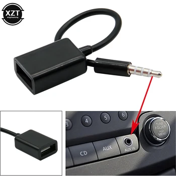 Универсален автомобилен MP3 плеър, конвертор 3.5 мм мъжки AUX аудио жак включете към USB 2.0 женски конвертор Кабел кабел Adapte