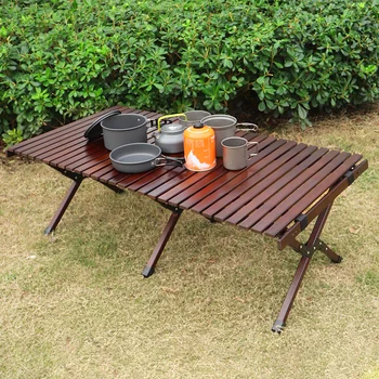 Сгъваема маса за пикник от горещо бук 2023, wooden roll маса за къмпинг