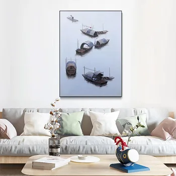 Морски кораб Платно картина с маслени бои плакат Пейзаж туш Стил домашна живопис стенен декор рисувани стенни персонализиран подарък Модерен корабельный арт декор