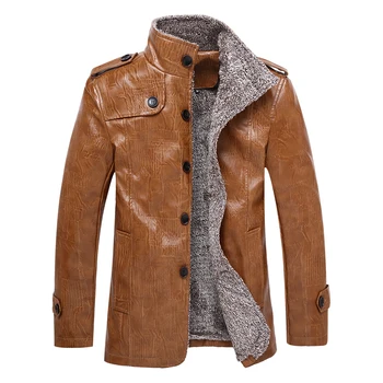 Ново есенно-зимно мъжко палто с яка издържа от вълна и кадифе, дебело топло яке, кожена риза, водоустойчив, голям размер