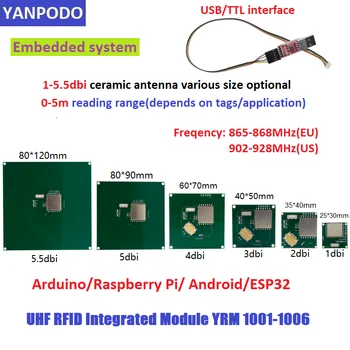 Yanpodo UHF RFID Интегриран Модул за eader & сценарист Антена 3dbi USB/TTL Aonnector с Arduino Raspberry Pi за Вградена система