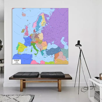 150*150 см Политическата Карта на Европа 1950 година Ретро Стенен Постер Винил Платно Картина Клас Декорация на Дома, Ученически Пособия