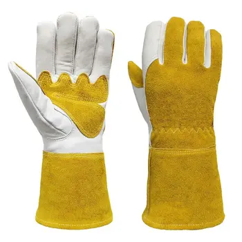 1 чифт заваръчни ръкавици от овча кожа, изолационни ръкавици за защита на труда от изгаряния, градинарство и порязвания