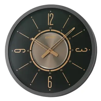 Кръгли промишлени стенни часовници Davis, черно с розово злато, кварцов, аналогов, QXA759KLH