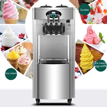Вертикална машина за приготвяне на сладолед от неръждаема стомана, 3 вкус, машина за мек подаване на сладолед