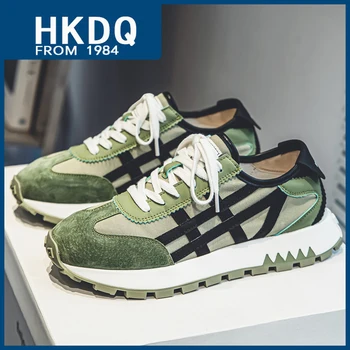 HKDQ/ Модни Мъжки Ежедневни обувки на платформа, Летни Дишащи Зелени Мъжки Парусиновые маратонки, Удобни Нескользящая Спортни Обувки За Мъже
