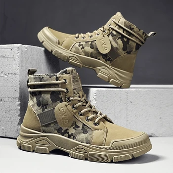 Пролетно-есенни нови военни обувки за мъже, камуфляжные обувки за пустинята, високи маратонки, нескользящая работна обувки за мъже, Buty Robocze Mesk
