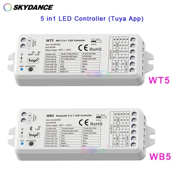 Wi-Fi/Bluetooth-съвместими RGB, RGBW, RGBCCT, CCT одноцветные led светлини 5 in1 led контролер с RF дистанционно управление, Sasha Control DC 12V 24V