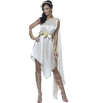 Женски карнавал за Хелоуин костюм на древногръцката богиня Атина, асиметричен египетски халат, маскарадное премяна