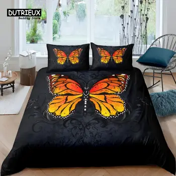Home Living Луксозен комплект спално бельо с 3D пеперуда за момиче, комплект пододеяльников, калъфка за възглавница, детски комплект спално бельо, размер Queen and King EU/US/AU/UK