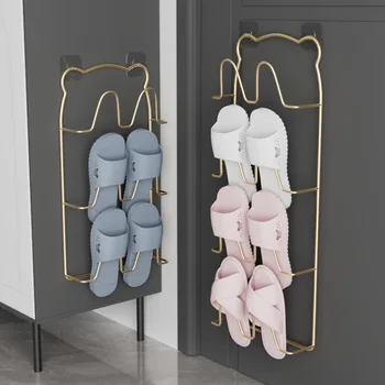 Стенен многофункционален рафтове за съхранение на обувки в стая, на срока за съхраняване на тапочек в затворени помещения, простор за артистични обувки от перфорированного желязо в банята