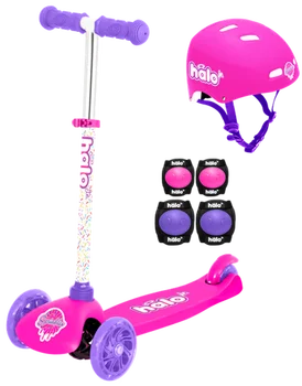 Rise Above Jr. 3-колесен скутер комбо - сладостта на розов цвят - скутер, каска, коленете и лактите подложки