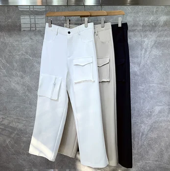 Мъжки модерни панталони B02367 2023 за подиум, луксозен известна марка, европейски дизайн, облекло за партита