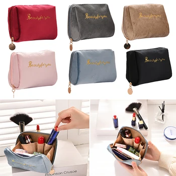 Дамски прости мини-козметични чанти с цип, торбичка за червило, кадифена чанта за грим, чанти