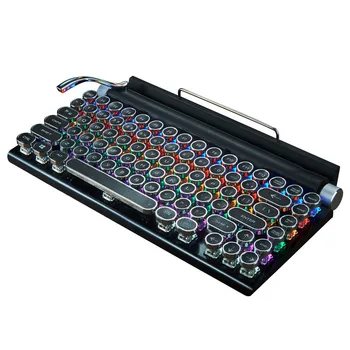 Безжична ръчна клавиатура за пишеща машина в ретро стил, пънк, клавиатура Циан Ос за смартфон, таблет Mac