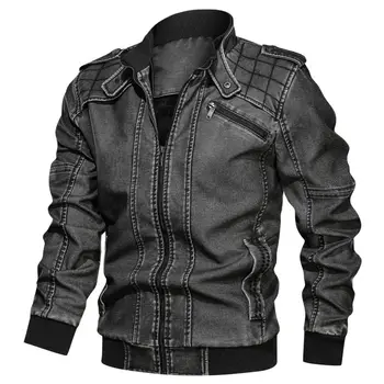 Кожени якета, мъжки ежедневни мотоциклетът яке, байкерские кожени палта, мъжки якета и палта-бомберы от изкуствена кожа, модни добра мъжко облекло