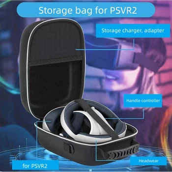 за PSVR2 Чанта за съхранение на очила през рамо голям капацитет EVA твърд калъф за PS5 VR2 многофункционален портативен черно