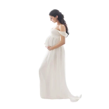 Рокля за фотография на бременни, шифоновое рокля следа, дълга рокля за бременни, дрехи за една фотосесия, подпори за фотосесия