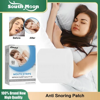 Помощ от хъркане, който подобрява качеството на съня, корк от хъркане, лента за нощен сън, orthez за устата, стикер за подобряване на дишането през носа, 60 бр.
