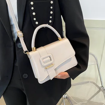 2022 Нови дамски чанти, изкуствена кожа, луксозна дизайнерска дамска чанта на рамото, висококачествена и модерна универсална малка квадратна чанта-месинджър