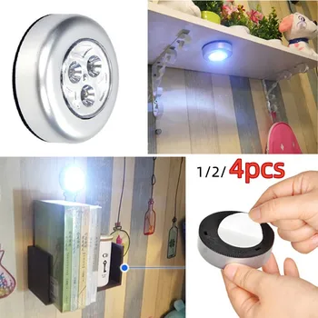 Осветление на кухненски шкаф, гардероб, безжичен мини-сензорен лека нощ, led лампа за кабинет, кухненски монтиран на стената лампа на батерии