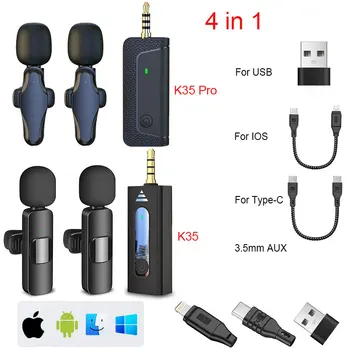 Безжична технология K35 Pro 2.4 G Шумоподавляющий Скоба за Яката с Микрофон Type-C Lightning за iPhone, iPad, Android Liv