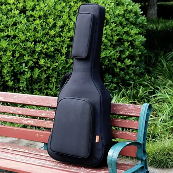 Чанта за акустична, класическа китара 40/41 инча, калъф, раница, регулируема презрамка, преносим, с удебелени подплата, черен