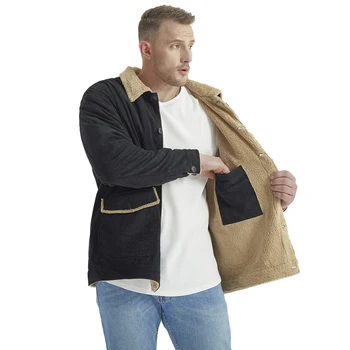 Зимно мъжко яке, ежедневно яке с голям хлопковым ревера, Модни мъжки брандираната благородна яке, произведено от овче плюшени, удебелена топло яке, мъжки топ