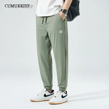 CUMUKKIYP Удобни и Еластични Мъжки Зауженные Панталони за Лятото Ежедневието, Зреещи-Карго, Мъжки Сив Черен Зелен