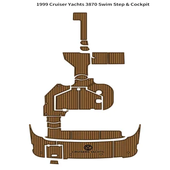 1999 Cruiser Yachts 3870 Платформа за плуване, кокпит, подложка за пода от разпенен на тиково дърво, ЕВА