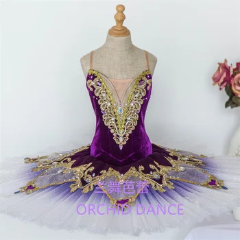 Дизайн без облегалка, с професионална висококачествена дамски дрехи за състезанието, лилаво балетные костюми-пачки за момичета 