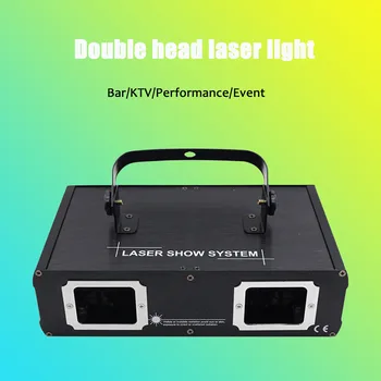 Лазерна лампа с 2 глави и двоен отвор театрален ефект DMX512 в контакт от производителя, осветление за дискотеки, DJ, нощен клуб KTV и дансинг