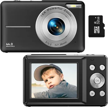 Детска Преносима цифрова камера с разделителна способност от 44 Милиона пиксела с Висока разделителна способност, Помещение за насочване и стрелба Видеоблогов, Инструмент за правене на снимки от USB-зареждане 2023
