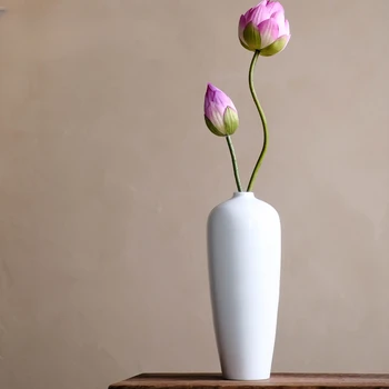 Продуктът може да бъде конфигуриран по поръчка.Нова бяла порцеланова ваза в китайски стил, за хол, с инкрустации от сухи цветя, керамика