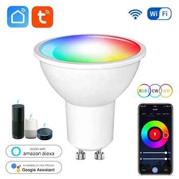 Smart Sasha GU10 WIFI Bluetooth led лампи RGB с регулируема яркост на лампата приложение за Управление на електрически крушки Гласът на Алекса/Google за домашен декор на стаята