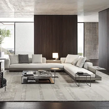 Индивидуален италиански минималистичен дизайнерски диван от памук и лен луксозна вила хол ъглов технология комбинация от кожа на дивана
