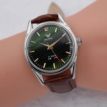 Антикварни Шанхайские часовници Мъжки Реколта механични ръчни часовници 8120 с ръчно от 36 мм Куполна акрилни часовници Homage Ретро 1963
