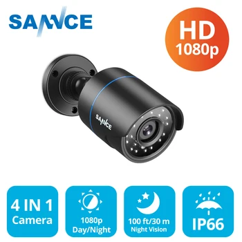 SANNCE HD 1080P 4 В 1 1080P AHD/TVI/CVI/CVBS Куршум Камера за Нощно Виждане 3,6 мм Обектив на Камерата За стая/на Улицата всички сезони