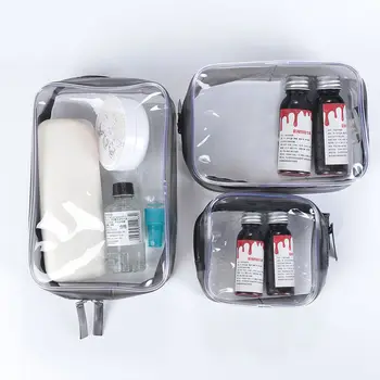 Пътни Водоустойчиви PVC Прозрачни Козметични Чанти Чанта За Грим Чанта За Съхранение на Тоалетни Принадлежности