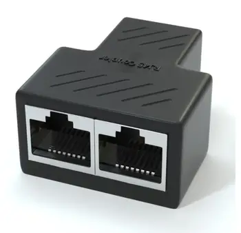 2 бр., мрежов конектор от 1 до 2 начина да, Ethernet RJ-45, кабелен газа, адаптер, мрежов удължител, адаптер C за лаптоп