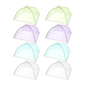 8 опаковани umbelliferae чадъри с мрежесто екран за улицата, партита, пикници, за многократна употреба и сгъваеми