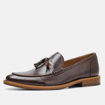 2021 Мъжки модел обувки са ръчно изработени в стил броги, кожени обувки за сватба Paty, мъжки обувки-oxfords на равна подметка, официалната обувки Zapatos Hombre