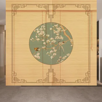 Бамбук завеса Рольставни Roll завеса китайска чайна Дзен Оцветяване врата завесата козирка Принудителна декоративна преграда