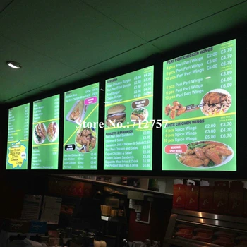 Ресторант за бързо хранене, магнитен дисплей с led задно осветяване, светещи кутии A2 menu