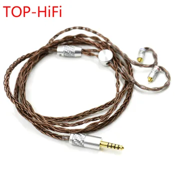 TOP-Hi-Fi 3.5/2.5/4.4 мм балансиран кафяв кабел за обновяване на слушалки с монокристаллическим медна жак MMCX с дължина 1,2 м с OCC